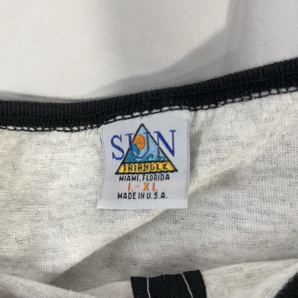 VINTAGE FLORIDA SLEEVELESS 1/4 SHIRT ADULT L/XL USA MADE WHITE BLACK 90s TANK - Picture 11 of 14